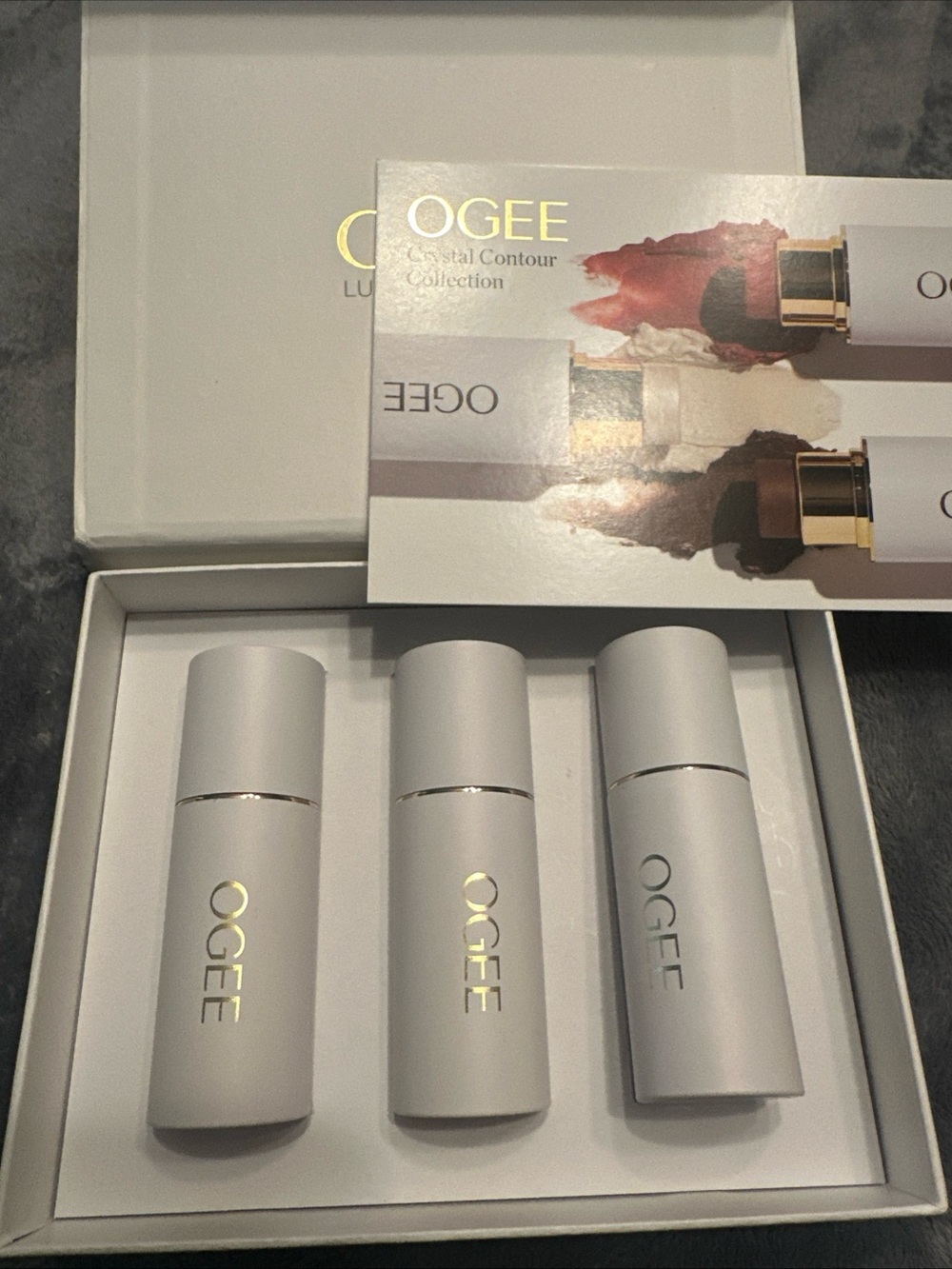 OGEE Crystal Contour Collection Trio - White & Gold Packaging
